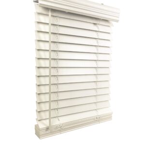 US Window And Floor 2" Faux Wood 23.5" W x 72" H, Inside Mount Cordless Window Blinds, Smooth White,CLF0102340720