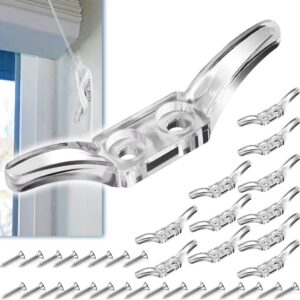 cord cleats for blinds, 12pcs blind cord winder, plastic transparent blind cord cleat with screws for window blinds curtains sun shades ropes