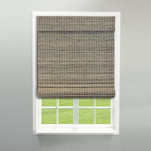 Radiance Cordless Bamboo Roman Shades for Windows - Flatstick Bamboo Blinds for Semi-Private Light Control - Easy to Lift & Fold Up Window Shades - Driftwood - 39 in. W x 64 in. L - (2208864E)