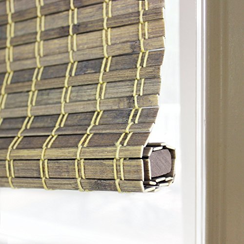 Radiance Cordless Bamboo Roman Shades for Windows - Flatstick Bamboo Blinds for Semi-Private Light Control - Easy to Lift & Fold Up Window Shades - Driftwood - 39 in. W x 64 in. L - (2208864E)