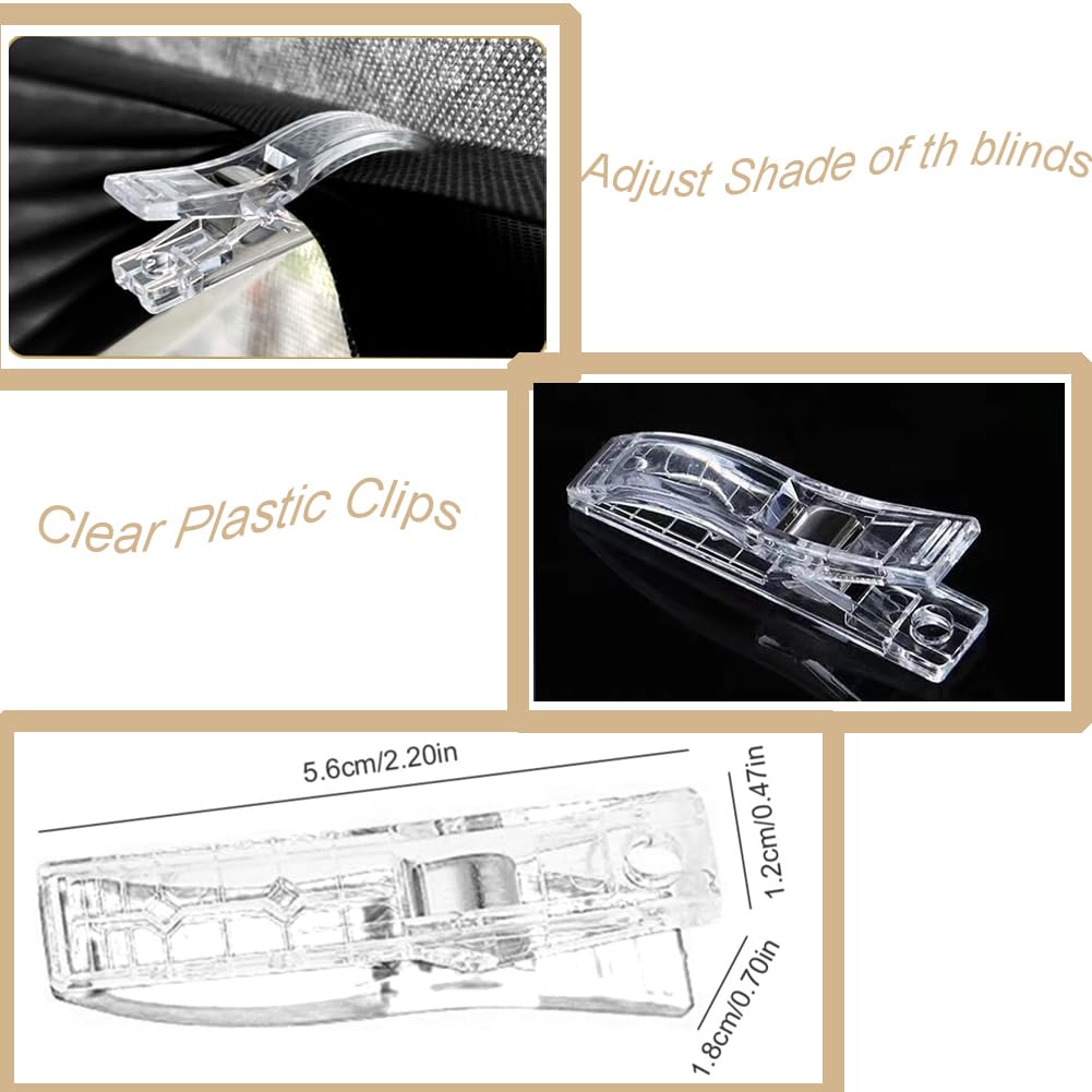 12 Clips for Pleated Paper Blinds Shades, Clear Plastic Blinds Clips for Window Temporary Window Blinds Shades Clips That Hold Curtains