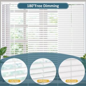 KCO Mini Blinds for Windows Cordless Horizontal Window Blinds and Shades, Vinyl Venetian Blinds Anti-UV Waterproof Light Adjustment Mini Blinds, 18" W x 64" L, White