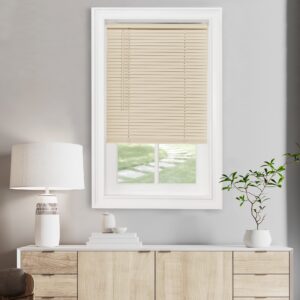 Cordless Light Filtering Mini Blind - 35 Inch Width, 48 Inch Length, 1" Slat Size - Alabaster - Cordless GII Morningstar Horizontal Windows Blinds for Interior by Achim Home Decor