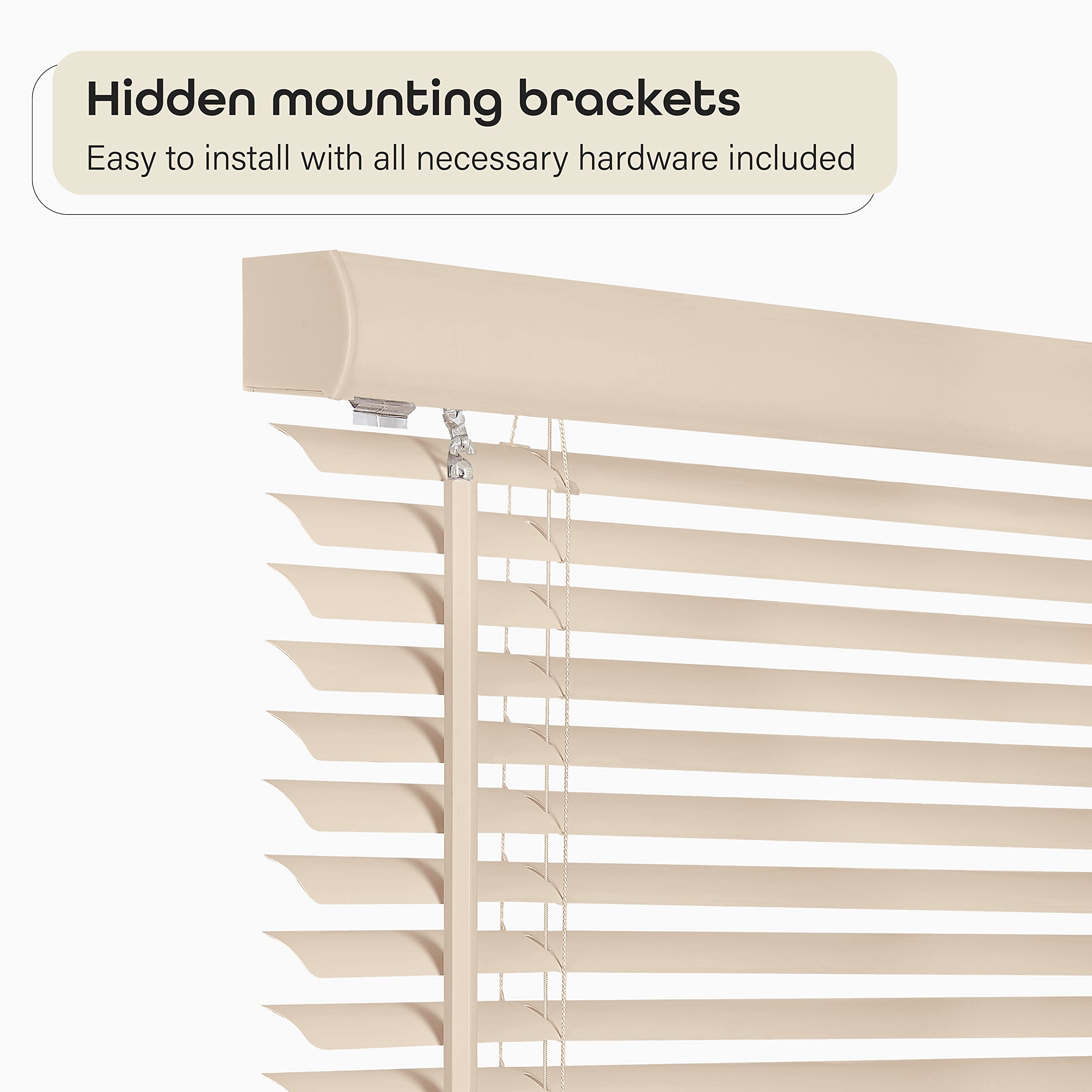 Cordless Light Filtering Mini Blind - 35 Inch Width, 48 Inch Length, 1" Slat Size - Alabaster - Cordless GII Morningstar Horizontal Windows Blinds for Interior by Achim Home Decor