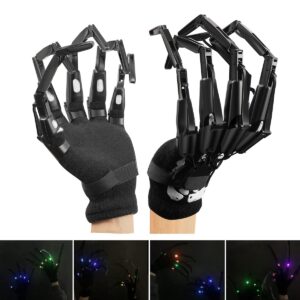 Articulated Finger Extensions, Halloween Articulated Fingers, 3D Printed Flexible Finger Extensions Fits All Finger Sizes Articulated Fingers (Black glowing-Upgrade)