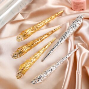 20 Packs halloween Finger Nail Claw Rings Ancient Queen Fingernail Claw Metal Finger Knuckle Claw for Halloween Women Cosplay Costume Drama Dance Show (Gold, Silver)