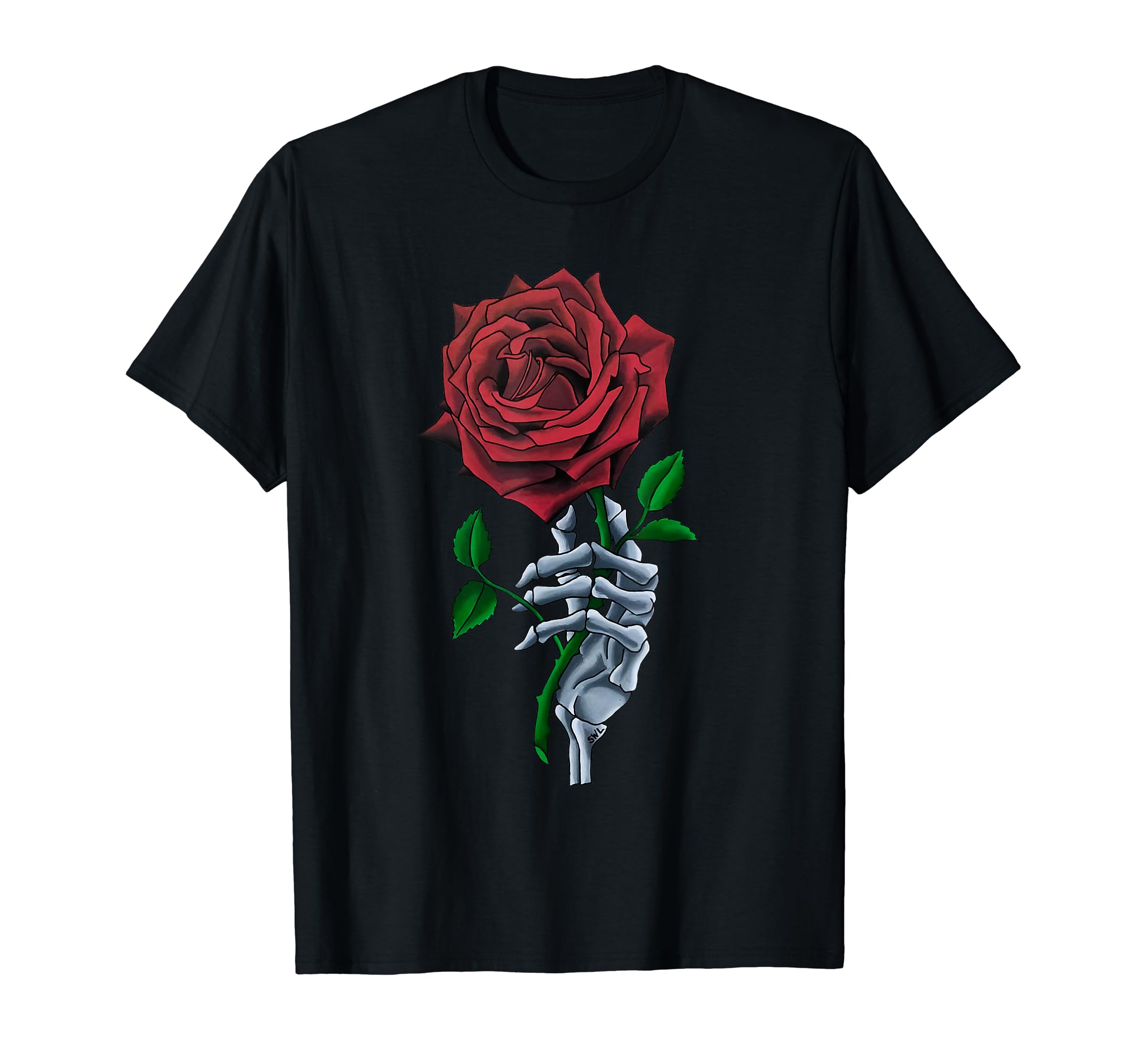 Skeleton Hand Red Rose Flower T-Shirt