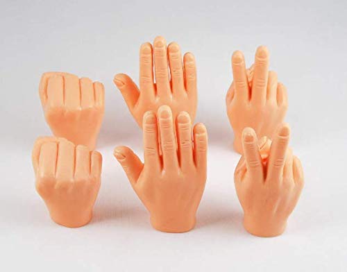 Daily Portable Tiny Finger Hands- Rock Paper Scissors 6 Pack - Little Finger Puppets, Mini Rubber Rock, Paper Scissors, Miniature Small Hand Puppet Prank from Tiktok - 2 of Each Finger Hands