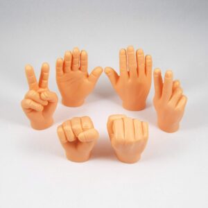 Daily Portable Tiny Finger Hands- Rock Paper Scissors 6 Pack - Little Finger Puppets, Mini Rubber Rock, Paper Scissors, Miniature Small Hand Puppet Prank from Tiktok - 2 of Each Finger Hands