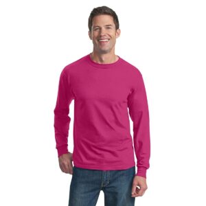 fruit of the loom adult 5 oz. long-sleeve t-shirt, cyber pink, s