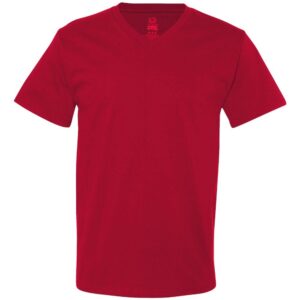 Fruit of the Loom Mens Heavy Cotton HD V-Neck T-Shirt (39VR) -True RED -M