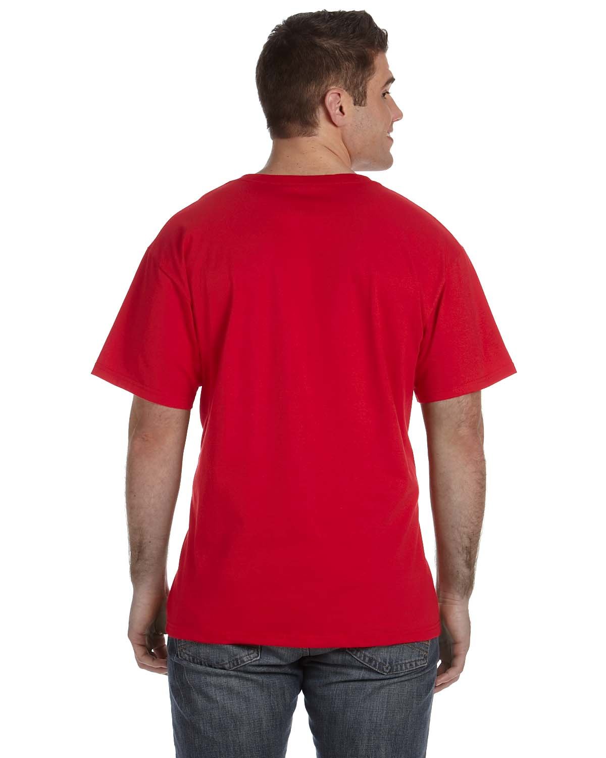 Fruit of the Loom Mens Heavy Cotton HD V-Neck T-Shirt (39VR) -True RED -M