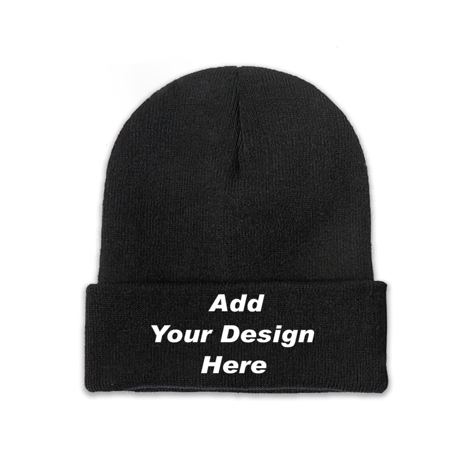 Custom Beanie Hat Personalized Text & Photo & Logo Knit Cuffed Beanie for Men Women