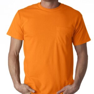 Fruit of the Loom 100% Heavy Cotton HD Pocket T-Shirt, Large, SAFETY ORANGE