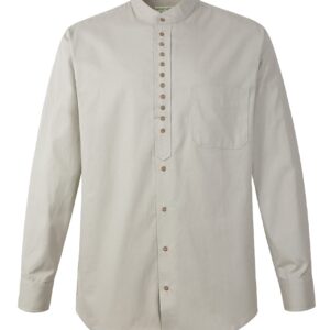 Traditional Irish Grandfather Collarless Long Sleeve Shirt (Ash, M)