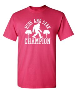 bigfoot hide and seek champ sarcastic graphic funny t shirt m pink