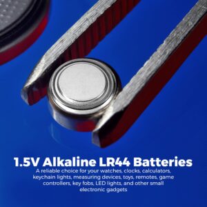 LR44 Batteries - 120 Count Pack - 1.5V Alkaline AG13 357 303 SR44 Battery Button Coin Cell Batteries for Hearing Aids and Hearing Amplifiers