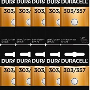 10 Duracell 357 303 A76 PX76 SR44W/SW LR44 AG13 Silver Oxide Battery