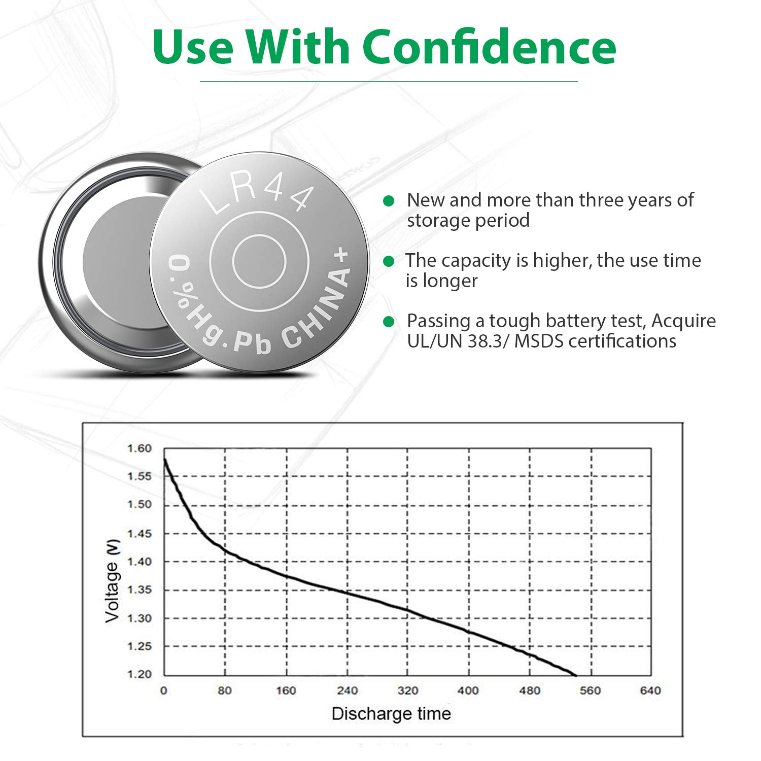 LiCB 20 Pack LR44 AG13 357 303 SR44 Battery 1.5V Button Coin Cell Batteries