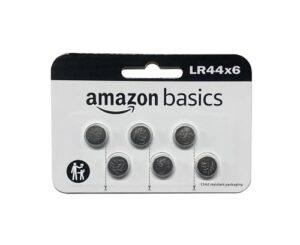 amazon basics 6-pack lr44 alkaline button coin cell battery, 1.5 volt, long lasting power, mercury-free