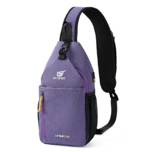 skysper sling bag crossbody backpack - chest shoulder cross body bag travel hiking casual daypack for women men(purple)