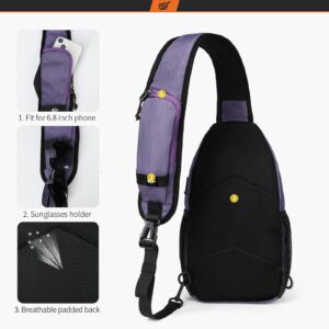 SKYSPER Sling Bag Crossbody Backpack - Chest Shoulder Cross Body Bag Travel Hiking Casual Daypack for Women Men(Purple)