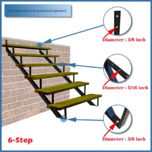 Steel Stair Step Riser - 6 Step for Deck Height 50 inches Stair Stringer Step Stringer