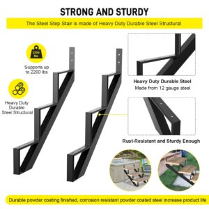 Doniks Steel Stair Step Riser -3 Step for Deck Height 27 Inches metal Stair Stringer Step Stringer support connector Frame hanger bracket