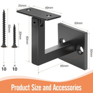 5 pack Crystmetal 304 Stainless Steel Adjustable Swivel Handrail Bracket for Staircase , Square Stair Railing Bracket (Matte Black)