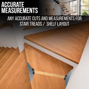 Professional Stair Tread Tool with Accurate Angle Measurement for DIY Template and Installation Layouts, Heavy-Duty Stringer, Riser, and Clamp Gages, Supports Shelving Installs