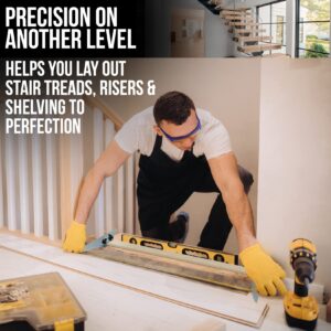 Professional Stair Tread Tool with Accurate Angle Measurement for DIY Template and Installation Layouts, Heavy-Duty Stringer, Riser, and Clamp Gages, Supports Shelving Installs