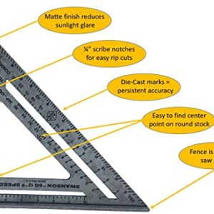 Swanson Tool Co S0107 "Big 12" 12-Inch Speed Square Layout Tool with Blue Book