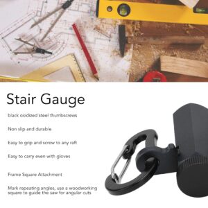 Tall Stair Gauge, Stair Guage Knobs Tool with Hex Flat Design, Thumb Screw, Stair Rafter Gauge Clamp, Metal Stringer Layout Tool for Woodworking Square Stair Auxiliary Clip(Black)