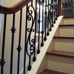 Iron Railing Stairs Slant/Angled/Pitch Baluster Shoe for 1/2" Scroll Basket Twist Knuckle Iron Spindles Shoe Stair Parts (Real Satin Black not Matte)