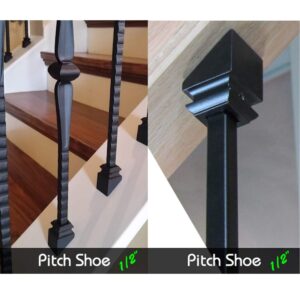 Iron Railing Stairs Slant/Angled/Pitch Baluster Shoe for 1/2" Scroll Basket Twist Knuckle Iron Spindles Shoe Stair Parts (Real Satin Black not Matte)