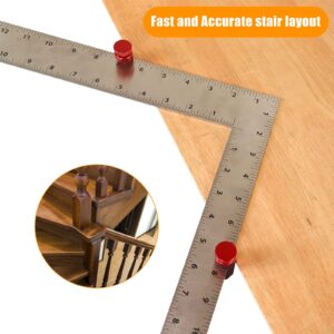 Upgrade Tall Stair Gauges for Framing Square, Easy Grip Tall Stair Gauges for Framing Jig Stair Layout with Holder Carabiner Stair Gauges Knobs Tool,Non-Slip (2 Sets, Red)