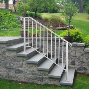 Zwinz Adjustable Handrails for Outdoor Steps, Handrail Picket #4 Fits 4 or 5 Steps, Mattle Wrought Iron Handrail, Stair Rail with Installation Kit for Outdoor Steps