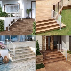 Zwinz Adjustable Handrails for Outdoor Steps, Handrail Picket #4 Fits 4 or 5 Steps, Mattle Wrought Iron Handrail, Stair Rail with Installation Kit for Outdoor Steps