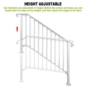 Zwinz Adjustable Handrails for Outdoor Steps, Handrail Picket #4 Fits 4 or 5 Steps, Mattle Wrought Iron Handrail, Stair Rail with Installation Kit for Outdoor Steps