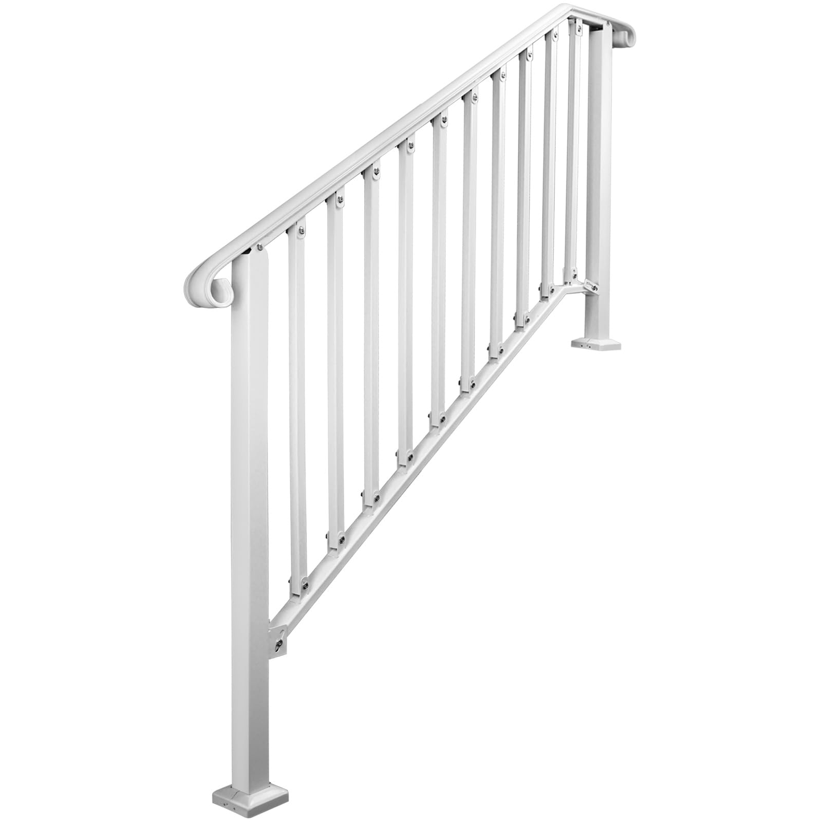 Zwinz Adjustable Handrails for Outdoor Steps, Handrail Picket #4 Fits 4 or 5 Steps, Mattle Wrought Iron Handrail, Stair Rail with Installation Kit for Outdoor Steps