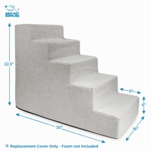 Best Pet Supplies Foam Pet Steps Cover for Small Dogs and Cats, Portable Ramp Stairs for Couch, Sofa, and High Bed Climbing (Cover Only) - Sand, 5-Step (H: 22.5") (Cover Only)