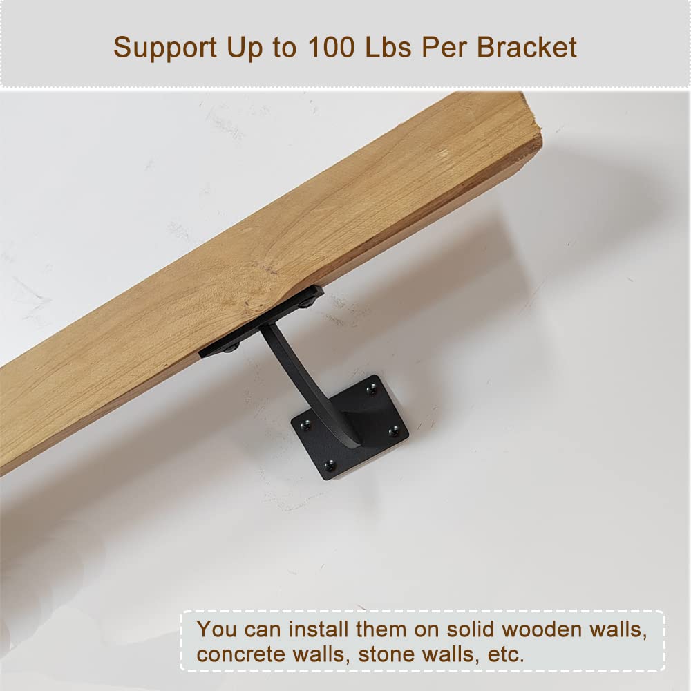 Wpbhk 3 Pcs Heavy Duty Handrail Bracket Hand Rail Bracket Wall Mount Support Hardware Brackets for Staircase Stair Railing Brackets