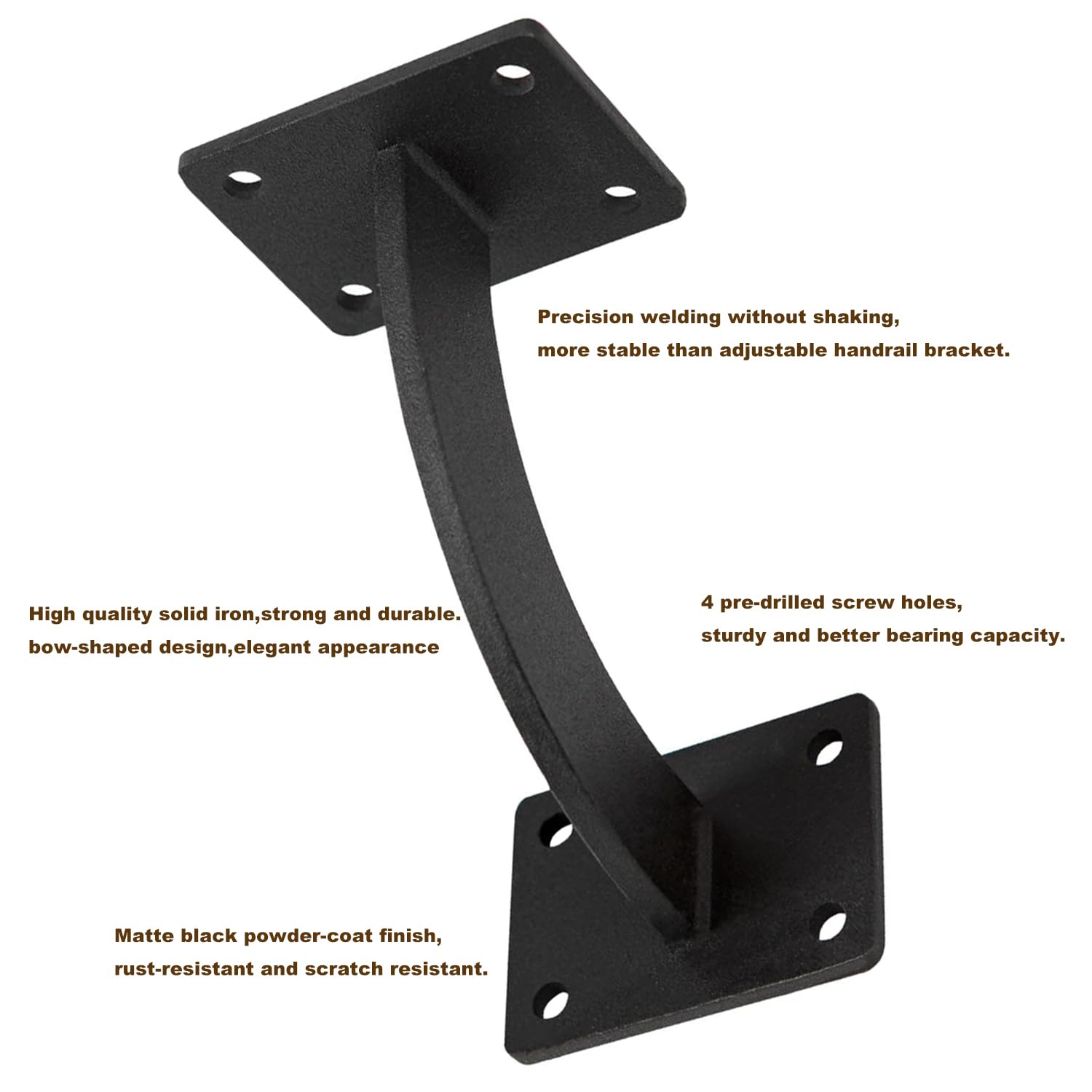 Wpbhk 3 Pcs Heavy Duty Handrail Bracket Hand Rail Bracket Wall Mount Support Hardware Brackets for Staircase Stair Railing Brackets