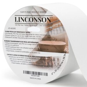 linconson 4 inch x 35 feet clear slip resistant stairs tread grip & anti slip tape,indoor use-clear-pvc free