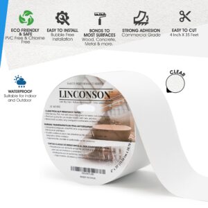 linconson 4 Inch x 35 Feet Clear Slip Resistant Stairs Tread Grip & Anti Slip Tape,Indoor Use-Clear-PVC Free