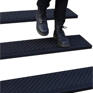 FINEHOUS Rubber Stair Treads Non-Slip Outdoor 48"x10" (4-Pack) – Anti-Slip Step Mat with Nosing