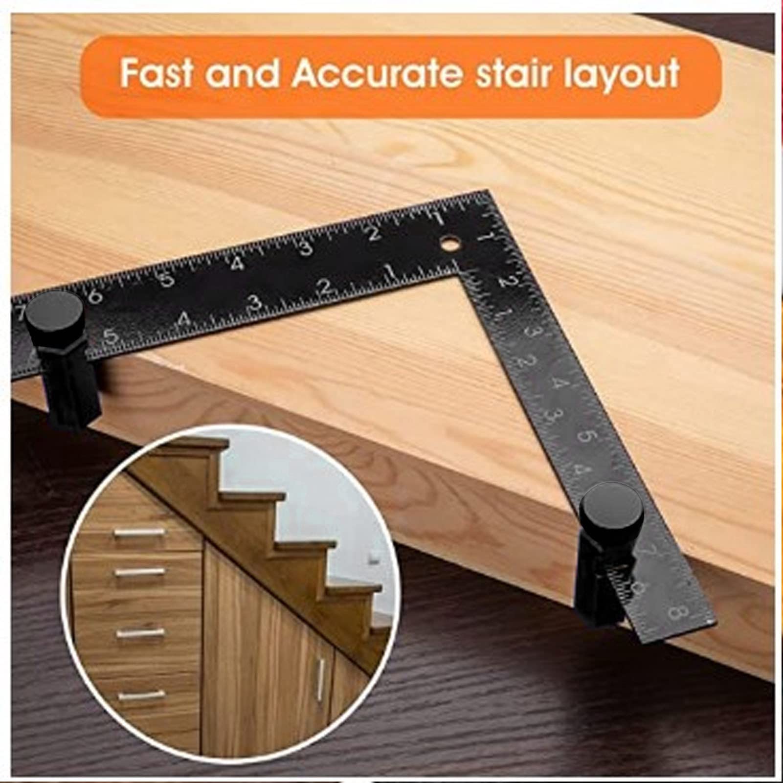 Stair Gauge Knob, Aluminium Alloy Gauge Stair Stringer Layout Tool for Speed Circular Saw Rip Guid Framing Jig (Black)