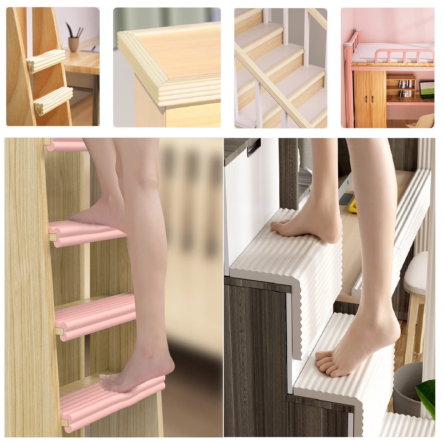 Vakerga Bunk Bed Ladder Pads Ladder Pads, Self-Adhesive Foam Padding Bunk Bed Ladder Cover Traction Treads for Ladder & Stair Edge