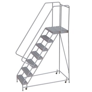 Tri-Arc WLAR107245-D4 7-Step, 21" Deep Top Rolling Ladder with Handrails, 24" Wide Grip Strut Tread