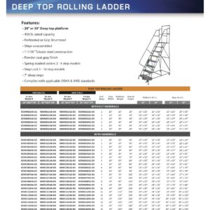 Tri-Arc KDSR109246-D2 9-Step 20" Deep Top Steel Rolling Industrial & Warehouse Ladder with Handrails, 24" Wide Perforated Tread